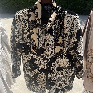 Sharif Black and Cream Patterned Jacket